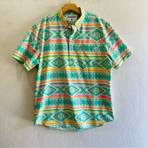 Chubbies Men's XL En Fuego Wild Short Sleeve Popover Polo Shirt Aztec Beach Golf